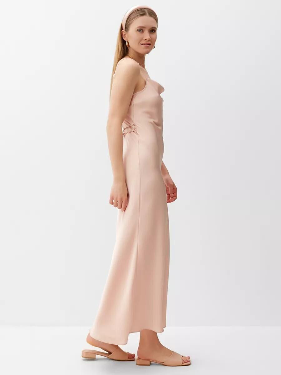 Blush Pink Satin Cowl Neck Slip Dress - Image 4